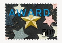 Award postage stamp sticker, aesthetic stationery psd