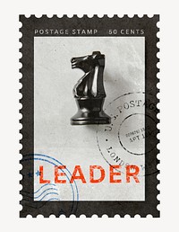 Leader postage stamp sticker, business stationery psd