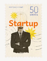 Startup postage stamp sticker, business stationery psd