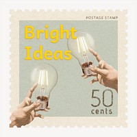 Bright ideas postage stamp sticker, business stationery psd