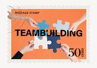 Team building postage stamp sticker, business stationery psd