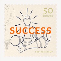 Success postage stamp sticker, business stationery psd