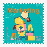 Marketing postage stamp sticker, business stationery psd