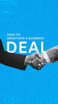 Business deal Instagram story template, businessmen handshake remixed media vector