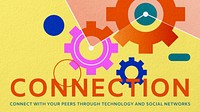 Business connection presentation template, cogwheel illustration vector