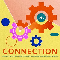 Business connection Instagram post template, cogwheel illustration vector