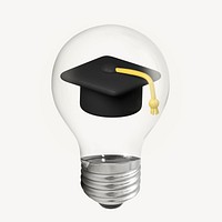 Education 3D lightbulb collage element psd