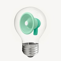 Megaphone, PR campaign 3D lightbulb collage element psd