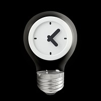 Time clock 3D lightbulb collage element psd