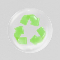 Recycle icon 3D bubble collage element psd