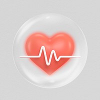Medical icon 3D bubble, heart rate clipart