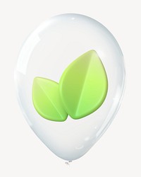 Green leaf 3D balloon collage element psd