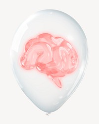 Brain 3D balloon, education clipart