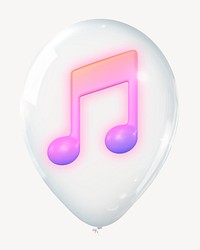 Musical note 3D balloon, entertainment clipart