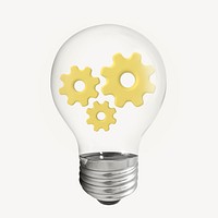 Business gear 3D lightbulb collage element psd