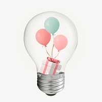 Gift  3D lightbulb collage element psd