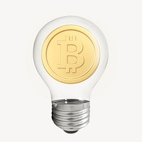 Bitcoin 3D lightbulb collage element psd