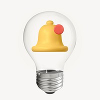 Notification bell 3D lightbulb collage element psd