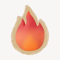 3D fire collage element, ripped paper design psd