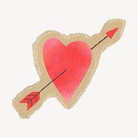 Valentine's heart on brown torn paper