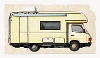 Caravan trailer sticker, ripped paper collage element psd