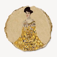 Adele Bloch-Bauer sticker, ripped paper collage element psd, famous artwork remixed by rawpixel