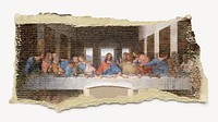 The Last Supper sticker, ripped paper collage element psd, famous artwork remixed by rawpixel