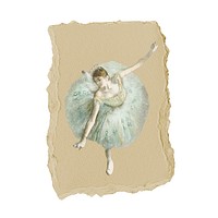 Vintage ballerina, ripped paper collage element, famous artwork remixed by rawpixel
