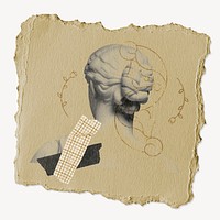 Greek Goddess statue sticker, ripped paper collage element psd