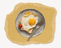 Egg, toast, ripped paper collage element