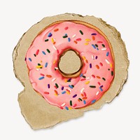 Donut, ripped paper collage element