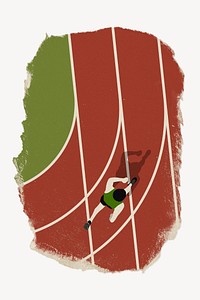 Running track illustration, ripped paper collage element
