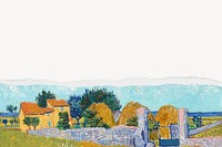 Farmhouse in Provence, Van Gogh border background, famous artwork remixed by rawpixel 