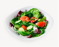 Salad plate sticker, healthy food image psd