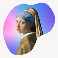 Girl with the pearl earrings, Vermeer's famous painting on gradient shape background, remixed by rawpixel