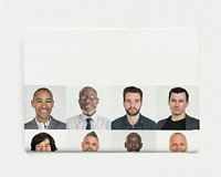 Diverse businessmen newspaper, workplace diversity photo with design space