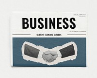 Business handshake png newspaper sticker, partnership photo, transparent background