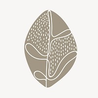 Leaf shape doodle collage element, abstract botanical design psd