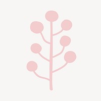 Pink leaf doodle collage element, botanical design psd