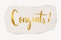 Congrats! word, torn paper typography