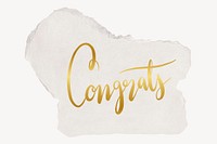 Congrats word, torn paper typography