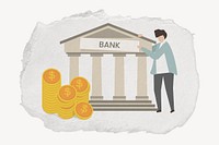 Investment illustration, bank deposit, torn paper