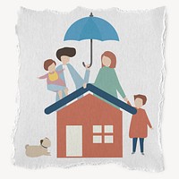 Home insurance illustration, real estate, ripped paper