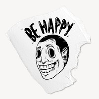 Happy man collage element, torn paper psd