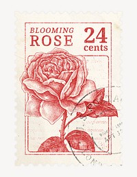 Aesthetic rose postage stamp, Valentine's flower collage element psd