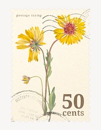 Aesthetic blanket flower postage stamp illustration