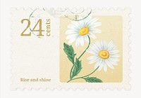 Daisy postage stamp, flower collage element psd