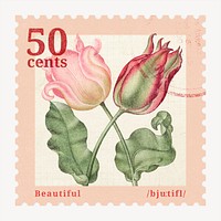 Aesthetic rose postage stamp, Valentine's flower collage element psd