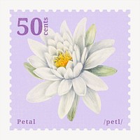 Vintage water lily postage stamp illustration