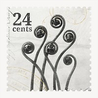 Aesthetic fern leaf, ephemera postage stamp design